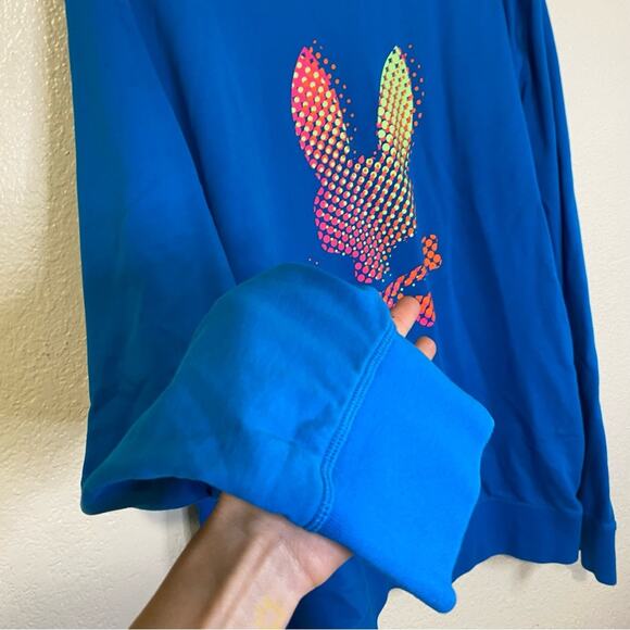 Psycho Bunny Mens Blue Neon Bunny Calle Cotton Sweatshirt Size 3XL NWOT - Picture 4 of 6